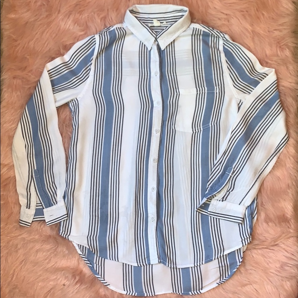 Blue & White Stripe button up